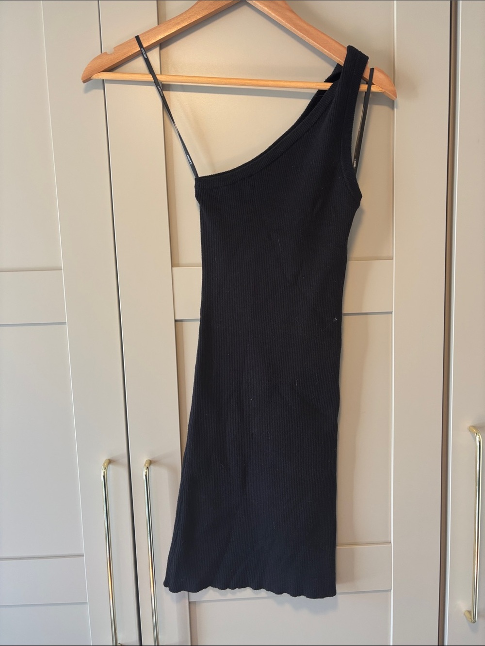 Tight Forever 21 Black One-Shoulder Ribbed Bodycon Dress